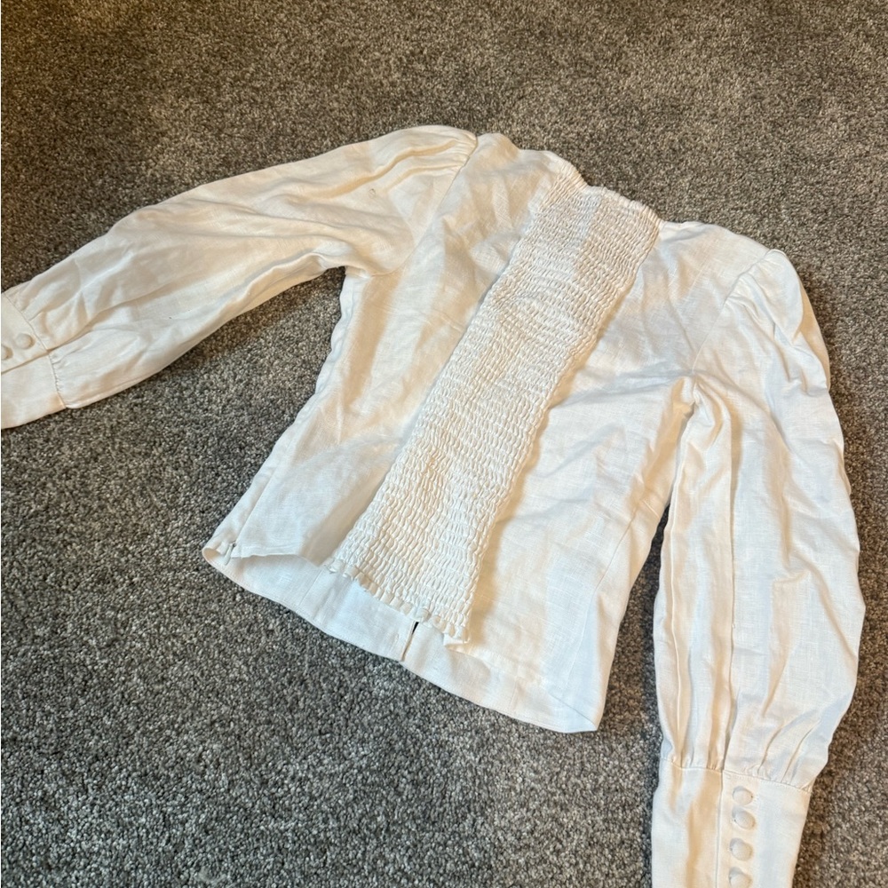 Reformation White Micah Blouse Size 4 - Picture 9 of 9